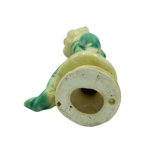 Vintage Pixie Elf Sprite Figurine with Horns Sitting on a Mushroom Living Room - Picture 6 of 6